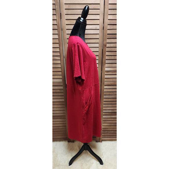 J Jill Women’s Red Casual Cotton Knee Length Dress Plus Size 3X With Pockets - Picture 3 of 7